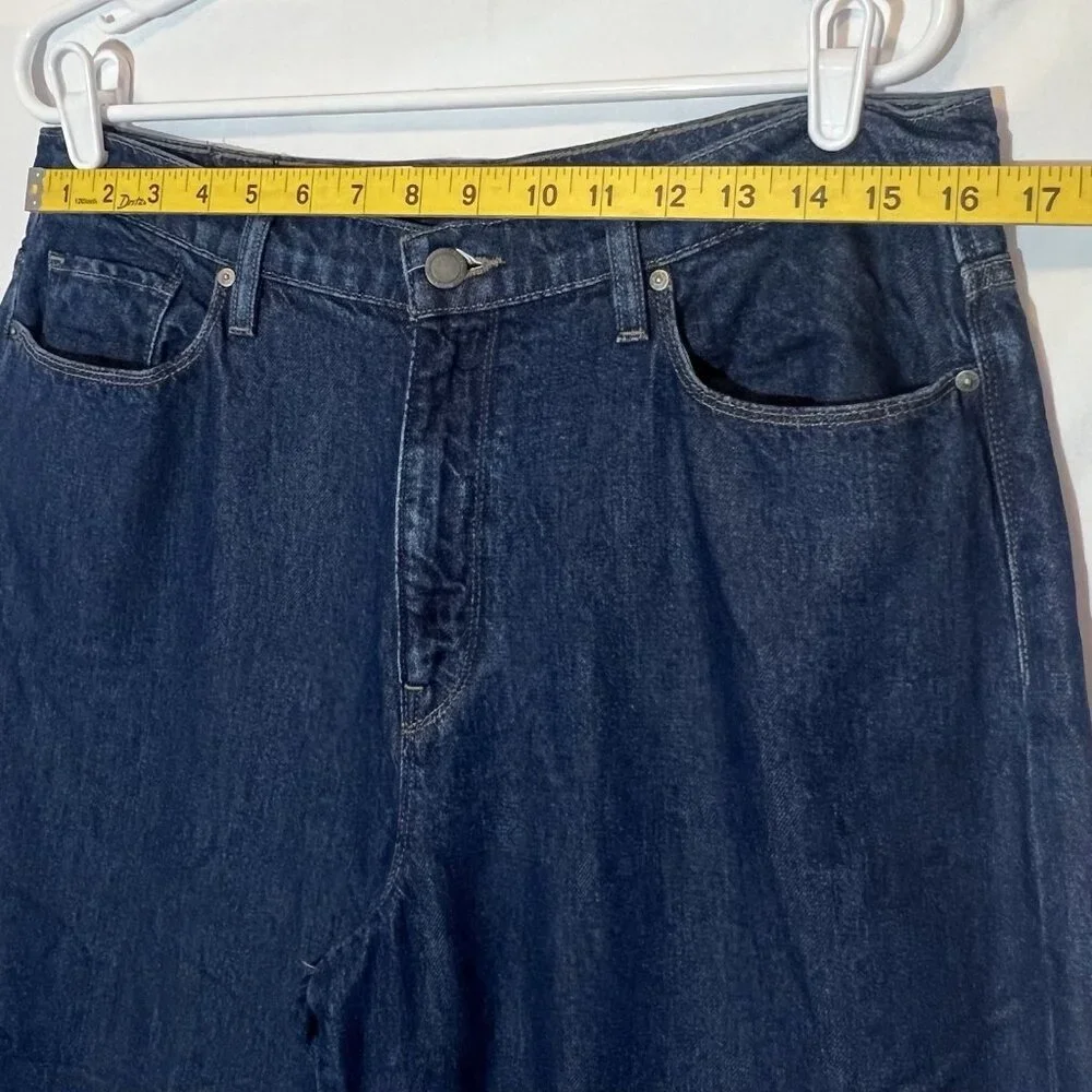 Hudson Anthropologie Women Jeans Holly Wide‎ Leg Cropped Size 32 Blue Denim Zip - Picture 6 of 16